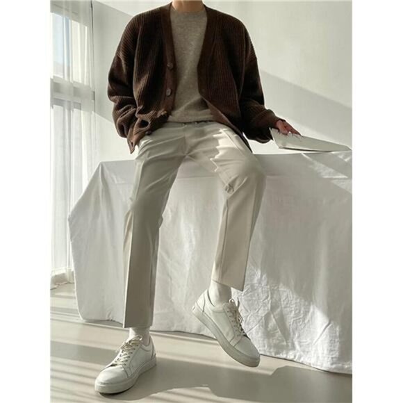 Men's Casual Long Sleeve Button Front Sweater Brown - Picture 7 of 7